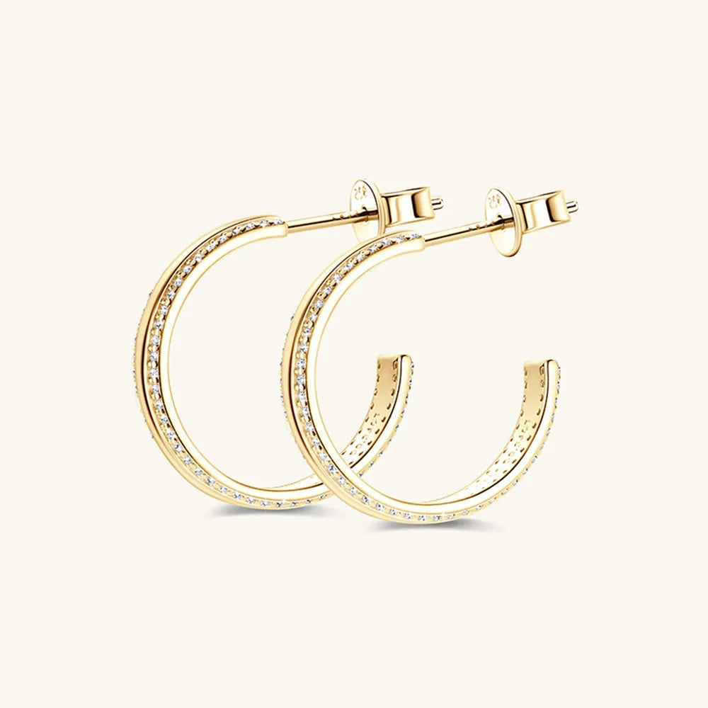 Inlaid Moissanite C-Hoop Earrings