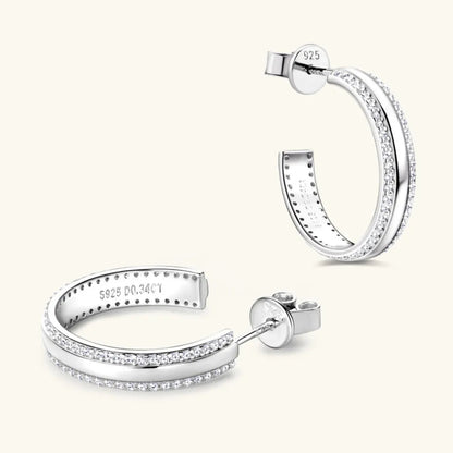 Inlaid Moissanite C-Hoop Earrings