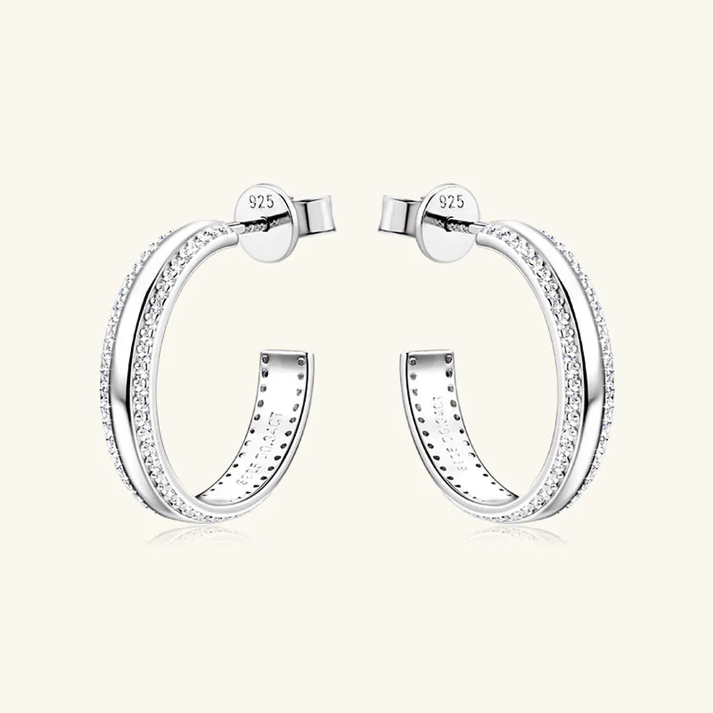 Inlaid Moissanite C-Hoop Earrings