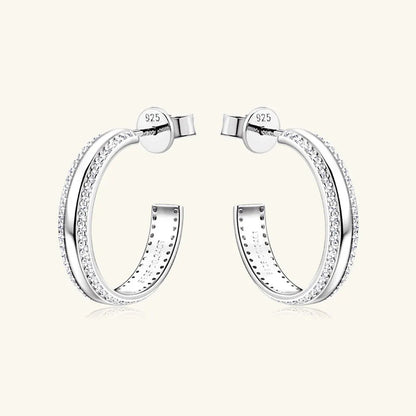Inlaid Moissanite C-Hoop Earrings