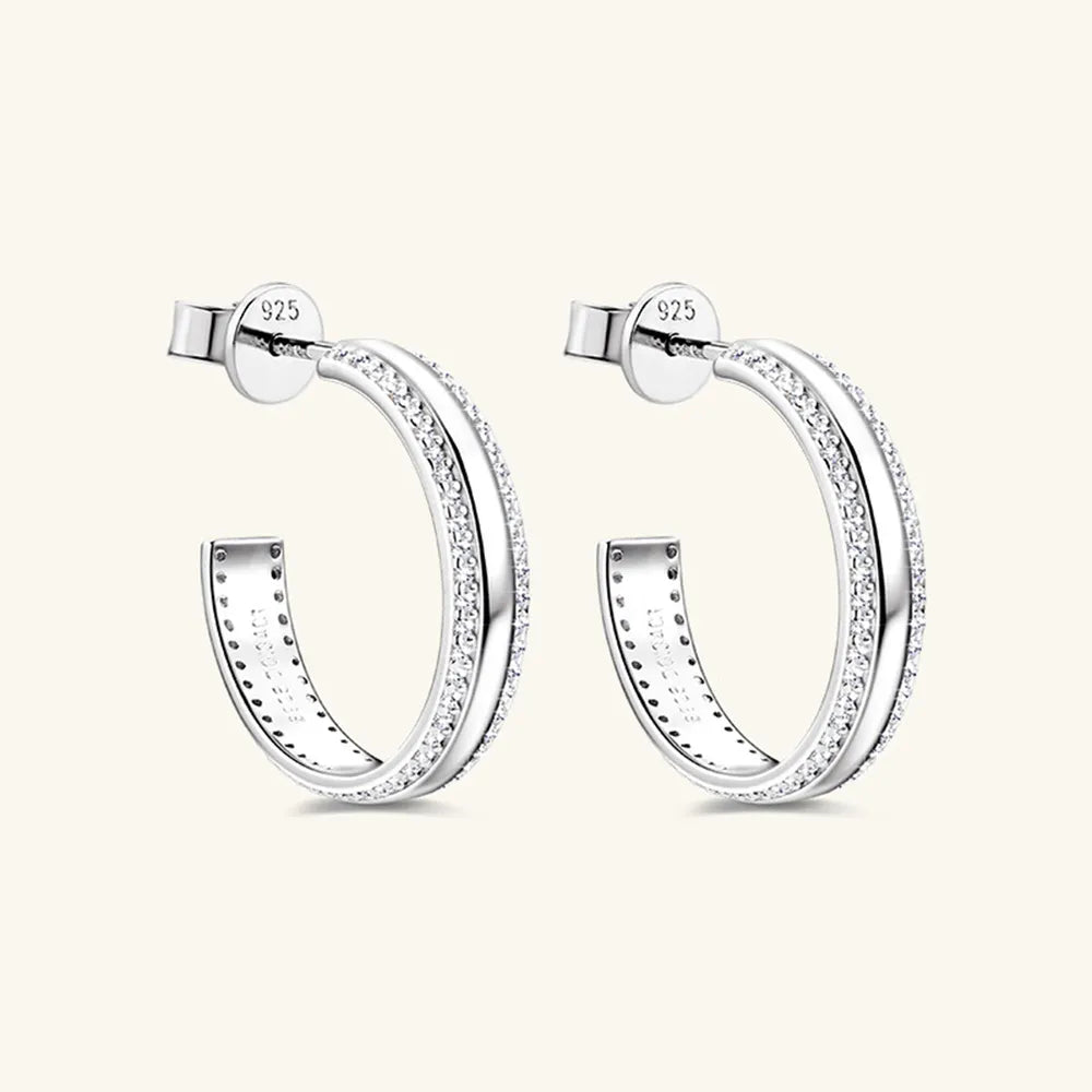 Inlaid Moissanite C-Hoop Earrings