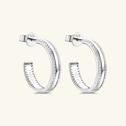 Inlaid Moissanite C-Hoop Earrings
