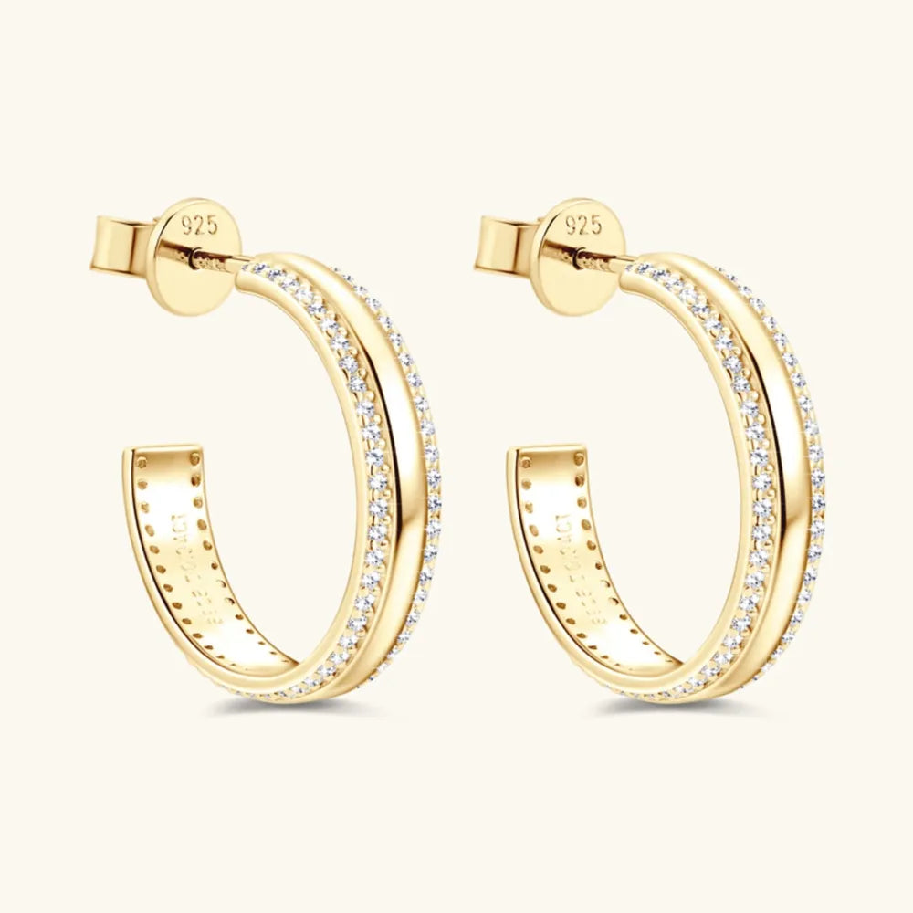 Inlaid Moissanite C-Hoop Earrings