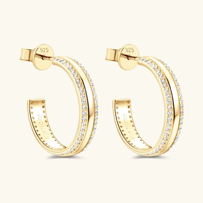 Inlaid Moissanite C-Hoop Earrings