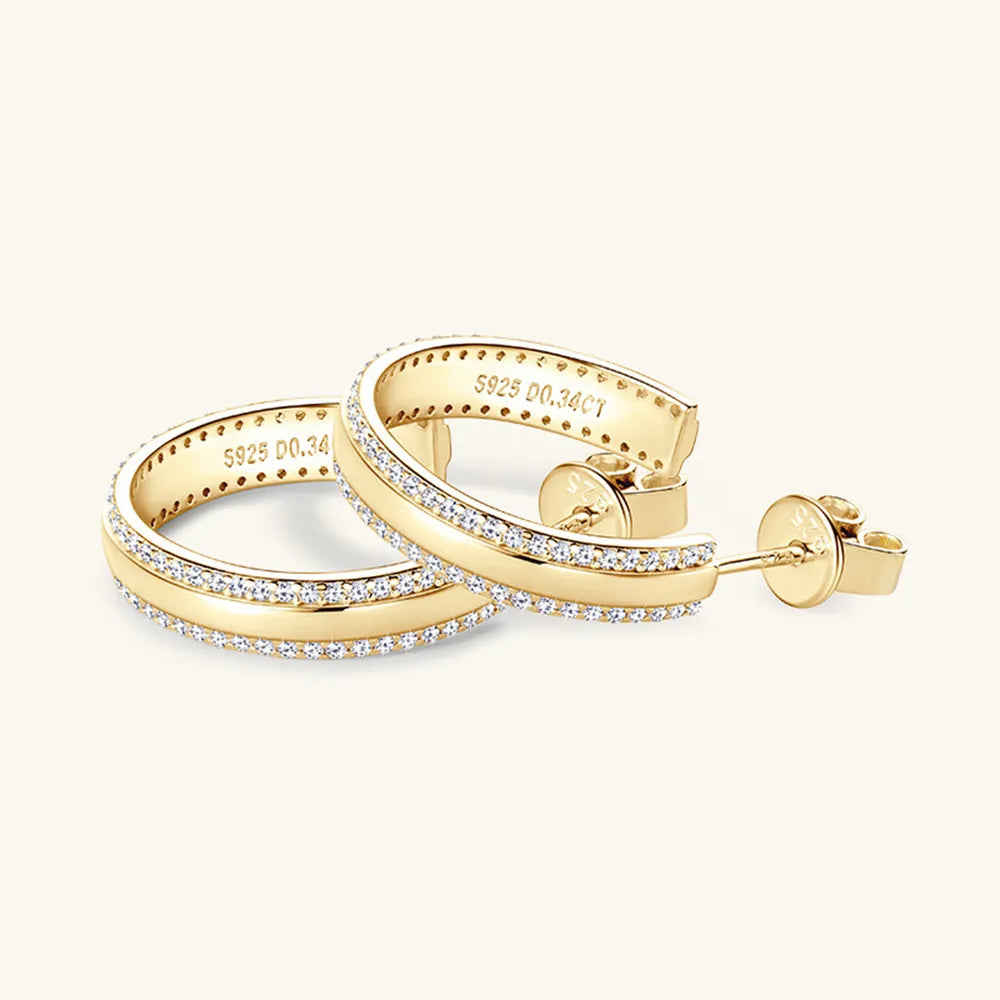 Inlaid Moissanite C-Hoop Earrings