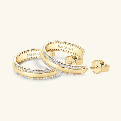 Inlaid Moissanite C-Hoop Earrings