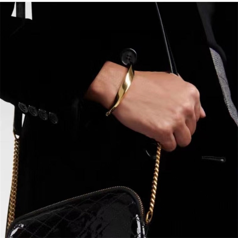 Irregular oval bracelet futuristic and unique design