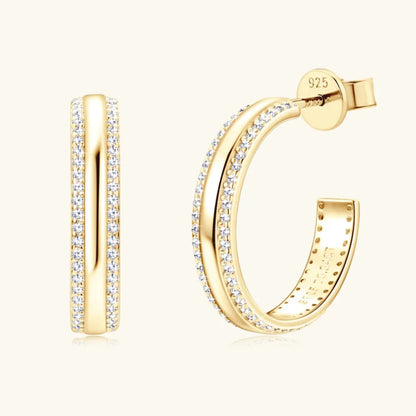 Inlaid Moissanite C-Hoop Earrings